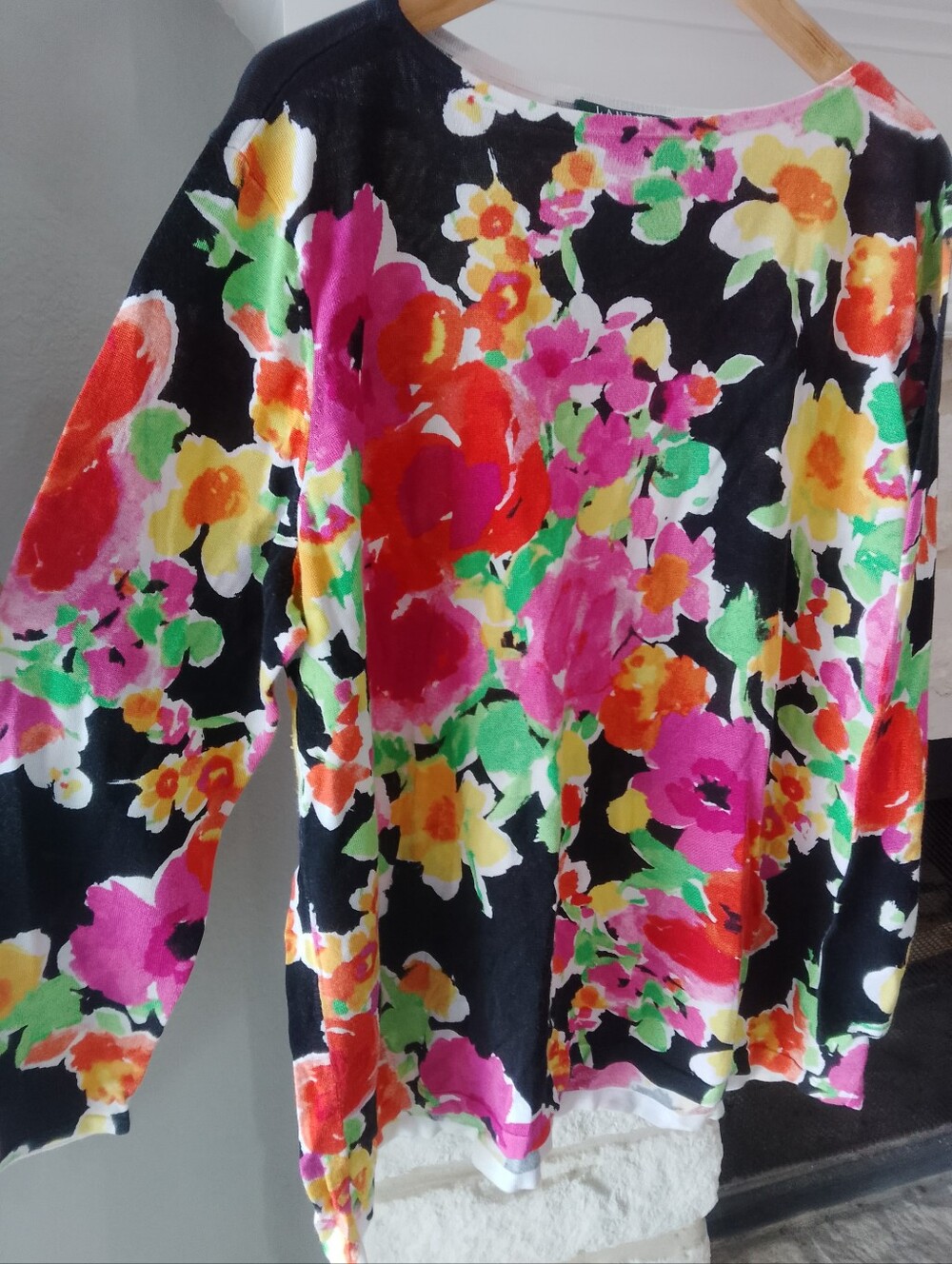 Lauren Ralph Lauren Multicolor Floral Top on Black 3XL